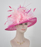 Church Kentucky Derby Hat Carriage Tea Party Wedding  Feather Flowers  Jumbo Bows and Ostrich  Quills Hot Pink W Pink