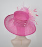 Church Kentucky Derby Hat Carriage Tea Party Wedding  Feather Flowers  Jumbo Bows and Ostrich  Quills Hot Pink W Pink