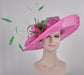 Church Kentucky Derby HatCarriage Tea Party Wedding Wide Brim  Royal Ascot Horse Race Oaks day hatHot Pink W Green