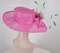 Church Kentucky Derby HatCarriage Tea Party Wedding Wide Brim  Royal Ascot Horse Race Oaks day hatHot Pink W Green