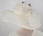 White w Navy Blue Feathers Kentucky Derby Hat, Church Hat, Wedding Hat, Easter Hat, Tea Party Hat Wide Brim  Sinamay  Hat