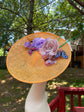 Orange Sinamay  Disc Fascinator Hat with  Jumbo Silk and  Feather Flowers