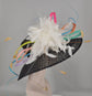 Black w White, Hot Pink, Lime Green, Turquoise  Lavender Dusty Pink Orange  Kentucky Derby,Tea Party Carriage Party  Wide Brim  Sinamay Hat