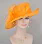 Wide Brim Kentucky Derby Floppy Sinamay Hat With Flowers  Millinery Church  Hat Orange