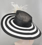 Black w White Feather Flowers Kentucky Derby Hat, Tea Party Hat Wide Brim  Sinamay W Straw Hat