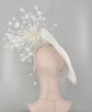 White Kentucky Derby Hat Sinamay Disc Fascinator Hat with  Jumbo Goose Feather Flowers  15 colors available