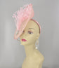 Blush Pink Sinamay Fascinator Hat Kentucky Derby Hat Tea Wedding Party Hat with Jumbo  Feather Flower and Shinning Rhistone