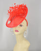 Red Sinamay Fascinator Hat Kentucky Derby Hat Tea Wedding Party Hat with Jumbo  Feather Flower and Shinning Rhistone