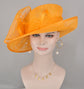 Wide Brim Kentucky Derby Floppy Sinamay Hat With Flowers  Millinery Church  Hat Orange