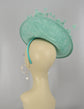 Turquoise Sinamay Fascinator Hat Kentucky Derby Hat Tea Wedding Party Hat with Jumbo  Feather Flower and Shinning Rhistone