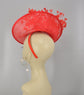 Red Sinamay Fascinator Hat Kentucky Derby Hat Tea Wedding Party Hat with Jumbo  Feather Flower and Shinning Rhistone