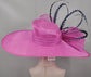 22089 Fuchsia/Hot Pink w Navy Blue  Royal Ascot Horse Race Oaks day hat Carriage Tea Party Wedding Kentucky Derby Hat Party Hat