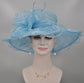 Medium Brim One Flower Blue  for Church, Wedding, Tea Party, Kentucky Derby Hat Medium Brim Organza Hat