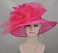 Medium Brim One Flower Hot Pink/ Fuchsia for Church, Wedding, Tea Party, Kentucky Derby Hat Medium Brim Organza Hat