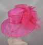 Medium Brim One Flower Hot Pink/ Fuchsia for Church, Wedding, Tea Party, Kentucky Derby Hat Medium Brim Organza Hat