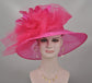 Medium Brim One Flower Hot Pink/ Fuchsia for Church, Wedding, Tea Party, Kentucky Derby Hat Medium Brim Organza Hat