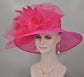 Medium Brim One Flower Hot Pink/ Fuchsia for Church, Wedding, Tea Party, Kentucky Derby Hat Medium Brim Organza Hat