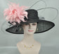 Black Royal Ascot Horse Race Oaks day hatWide Brim Sinamay Hat Kentucky Derby Hat Carriage Tea Party Wedding  Mother of bride hat