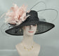 Black Royal Ascot Horse Race Oaks day hatWide Brim Sinamay Hat Kentucky Derby Hat Carriage Tea Party Wedding  Mother of bride hat