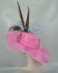 Hot Pink w Hot Pink Powder Blue Oaks day hatKentucky Derby Hat, Church Hat, Wedding, Easter Tea Party Hat Wide Brim  Sinamay  Hat