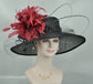 Black Royal Ascot Horse Race Oaks day hatWide Brim Sinamay Hat Kentucky Derby Hat Carriage Tea Party Wedding  Mother of bride hat