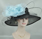 Black+Silk Flower( More color options ) Wide Brim Sinamay Hat Kentucky Derby Hat Carriage Tea Party Wedding  Mother of bride hat