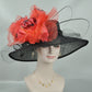 Black+Silk Flower( More color options ) Wide Brim Sinamay Hat Kentucky Derby Hat Carriage Tea Party Wedding  Mother of bride hat