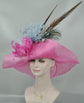 Hot Pink w Hot Pink Powder Blue Oaks day hatKentucky Derby Hat, Church Hat, Wedding, Easter Tea Party Hat Wide Brim  Sinamay  Hat