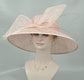 Church Kentucky Derby HatCarriage Tea Party Wedding Wide Brim  Royal A Hat  Sinamay Hat Bow Quills Dusty Pink( Blush Pink)