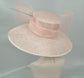 Church Kentucky Derby HatCarriage Tea Party Wedding Wide Brim  Royal A Hat  Sinamay Hat Bow Quills Dusty Pink( Blush Pink)