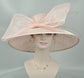 Church Kentucky Derby HatCarriage Tea Party Wedding Wide Brim  Royal A Hat  Sinamay Hat Bow Quills Dusty Pink( Blush Pink)