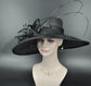 TH21009 Black Wide Brim Sinamay Hat Church Kentucky Derby Hat Carriage Tea Party Wedding  Royal Ascot Horse Race Oaks day hat