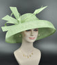 Audrey Hepburn Style Dome Hat Kentucky Derby Hat Tea Party Carriage Party 3 Layers Wide Brim Sinamay Hat Spring Green