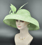 Audrey Hepburn Style Dome Hat Kentucky Derby Hat Tea Party Carriage Party 3 Layers Wide Brim Sinamay Hat Spring Green