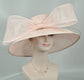 Church Kentucky Derby HatCarriage Tea Party Wedding Wide Brim  Royal A Hat  Sinamay Hat Bow Quills Dusty Pink( Blush Pink)