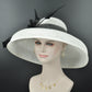 Audrey Hepburn Style Dome Hat Kentucky Derby Hat Tea Party Carriage Party  3 Layers  Wide Brim  Sinamay Hat White w Black