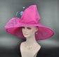 Fuchsia/Hot Pink Blue Kentucky Derby Hat, Church Hat, Wedding Hat, Easter Hat, Tea Party Hat Wide Brim Royal Ascot Horse Race Oaks day hat