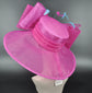 Fuchsia/Hot Pink Blue Kentucky Derby Hat, Church Hat, Wedding Hat, Easter Hat, Tea Party Hat Wide Brim Royal Ascot Horse Race Oaks day hat