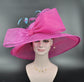 Fuchsia/Hot Pink Blue Kentucky Derby Hat, Church Hat, Wedding Hat, Easter Hat, Tea Party Hat Wide Brim Royal Ascot Horse Race Oaks day hat