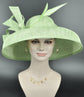 Audrey Hepburn Style Dome Hat Kentucky Derby Hat Tea Party Carriage Party 3 Layers Wide Brim Sinamay Hat Spring Green