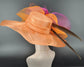 Orange w Red Purple Kentucky Derby Hat, Church hat, Tea Party Hat, Custom hat, Formal Hat, Fashion Hat