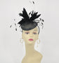 Sinamay Fascinator Hat on a Headband Black Feather Flower For Kentucky Derby Party Tea Party Wedding Mother Of Bride