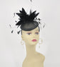 Sinamay Fascinator Hat on a Headband Black Feather Flower For Kentucky Derby Party Tea Party Wedding Mother Of Bride