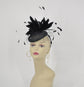 Sinamay Fascinator Hat on a Headband Black Feather Flower For Kentucky Derby Party Tea Party Wedding Mother Of Bride