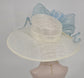 Wide Brim Sinamay Hat Church Kentucky Derby Hat Carriage Party Wedding Hat Royal Ascot Horse Race Oaks day hatOff White/Ivory w Powder Blue