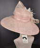 Blush Pink w Ivory Royal Ascot Horse Race Oaks day hat Carriage Tea Party Wedding Kentucky Derby Hat Party Hat