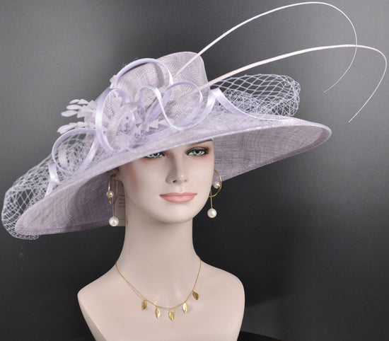 Lilac( More color option )Wide Brim Sinamay Hat Church Kentucky Derby Hat Carriage Tea Party Wedding Mother of Bride Hat Easter Hat