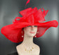 Oaks day hat Kentucky Derby Hat, Church Hat, Wedding Hat, Easter Hat, Tea Party Hat Wide Brim Sinamay Hat Carriage Hat Red