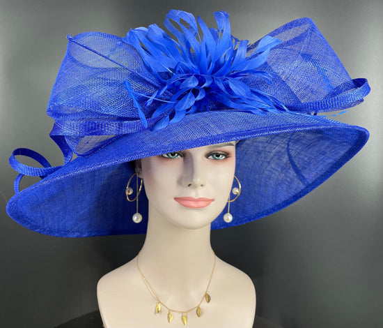 Kentucky Derby Hat, Church hat, Tea Party Hat, Custom hat, Formal Hat, Fashion Hat Royal Blue