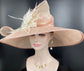 Blush Pink w Ivory Royal Ascot Horse Race Oaks day hat Carriage Tea Party Wedding Kentucky Derby Hat Party Hat